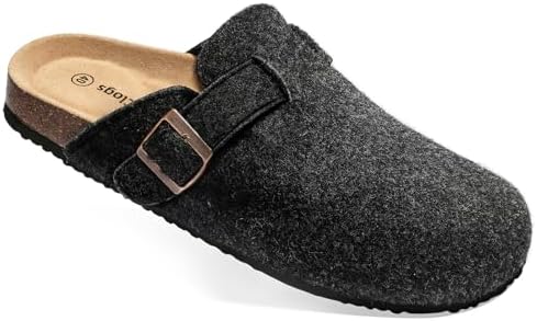 Women Mules Clogs-Memory Foam Cushioned Cork Footbed-Fleece Lined