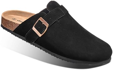 Women Mules Clogs-Memory Foam Cushioned Cork Footbed-Fleece Lined