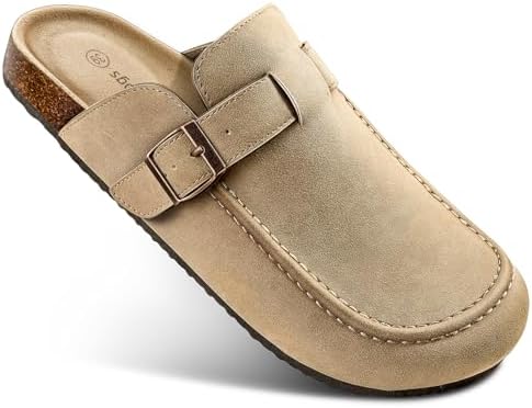 Women Mules Clogs-Memory Foam Cushioned Cork Footbed-Fleece Lined