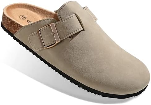 Women Mules Clogs-Memory Foam Cushioned Cork Footbed-Fleece Lined