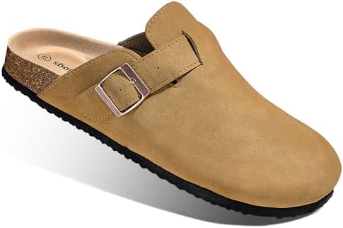 Women Mules Clogs-Memory Foam Cushioned Cork Footbed-Fleece Lined