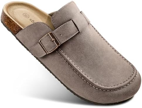 Women Mules Clogs-Memory Foam Cushioned Cork Footbed-Fleece Lined