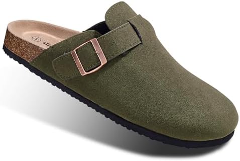 Women Mules Clogs-Memory Foam Cushioned Cork Footbed-Fleece Lined