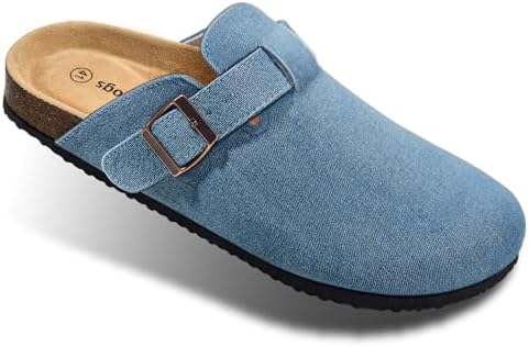 Women Mules Clogs-Memory Foam Cushioned Cork Footbed-Fleece Lined