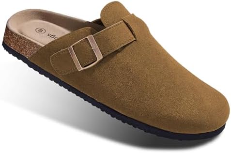 Women Mules Clogs-Memory Foam Cushioned Cork Footbed-Fleece Lined