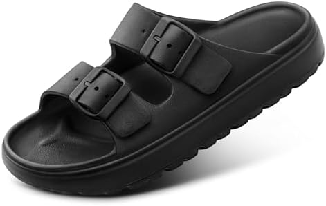 Women Slide Sandals-Cushioned Footbed-Arch Support- Adjustable Fit