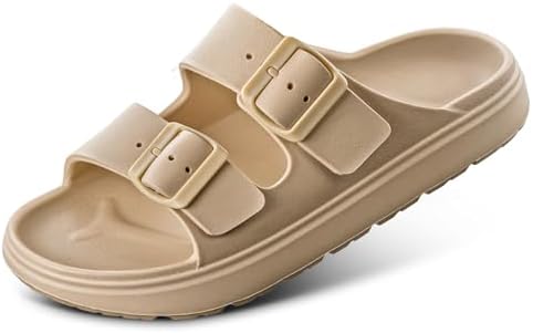 Women Slide Sandals-Cushioned Footbed-Arch Support- Adjustable Fit
