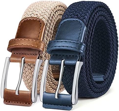 Woven Braided Stretch Web Belt 2Pack