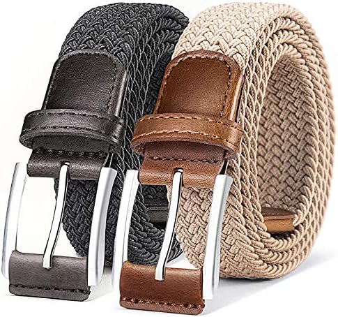 Woven Braided Stretch Web Belt 2Pack