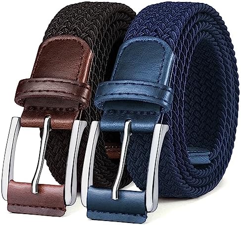 Woven Braided Stretch Web Belt 2Pack