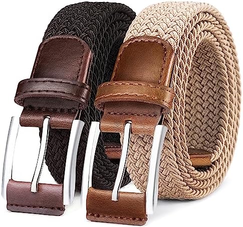 Woven Braided Stretch Web Belt 2Pack