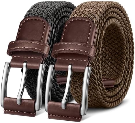 Woven Braided Stretch Web Belt 2Pack