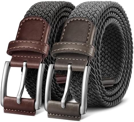 Woven Braided Stretch Web Belt 2Pack