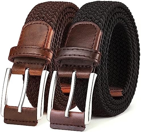 Woven Braided Stretch Web Belt 2Pack