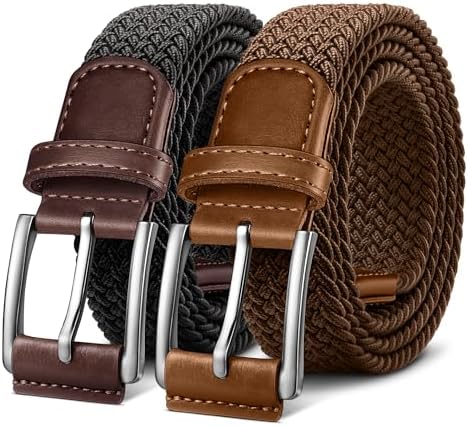 Woven Braided Stretch Web Belt 2Pack