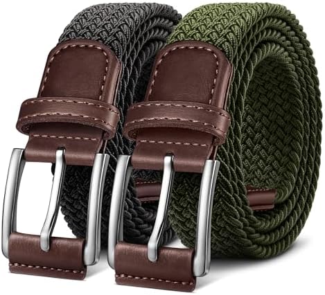 Woven Braided Stretch Web Belt 2Pack
