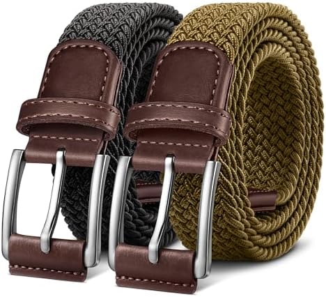 Woven Braided Stretch Web Belt 2Pack