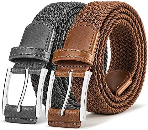 Woven Braided Stretch Web Belt 2Pack